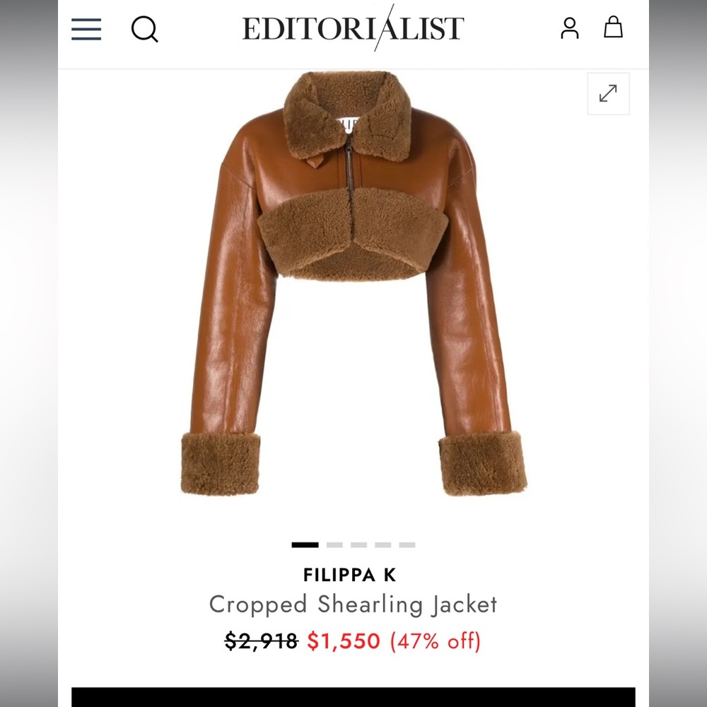 NWT Cropped Shearling Jacket